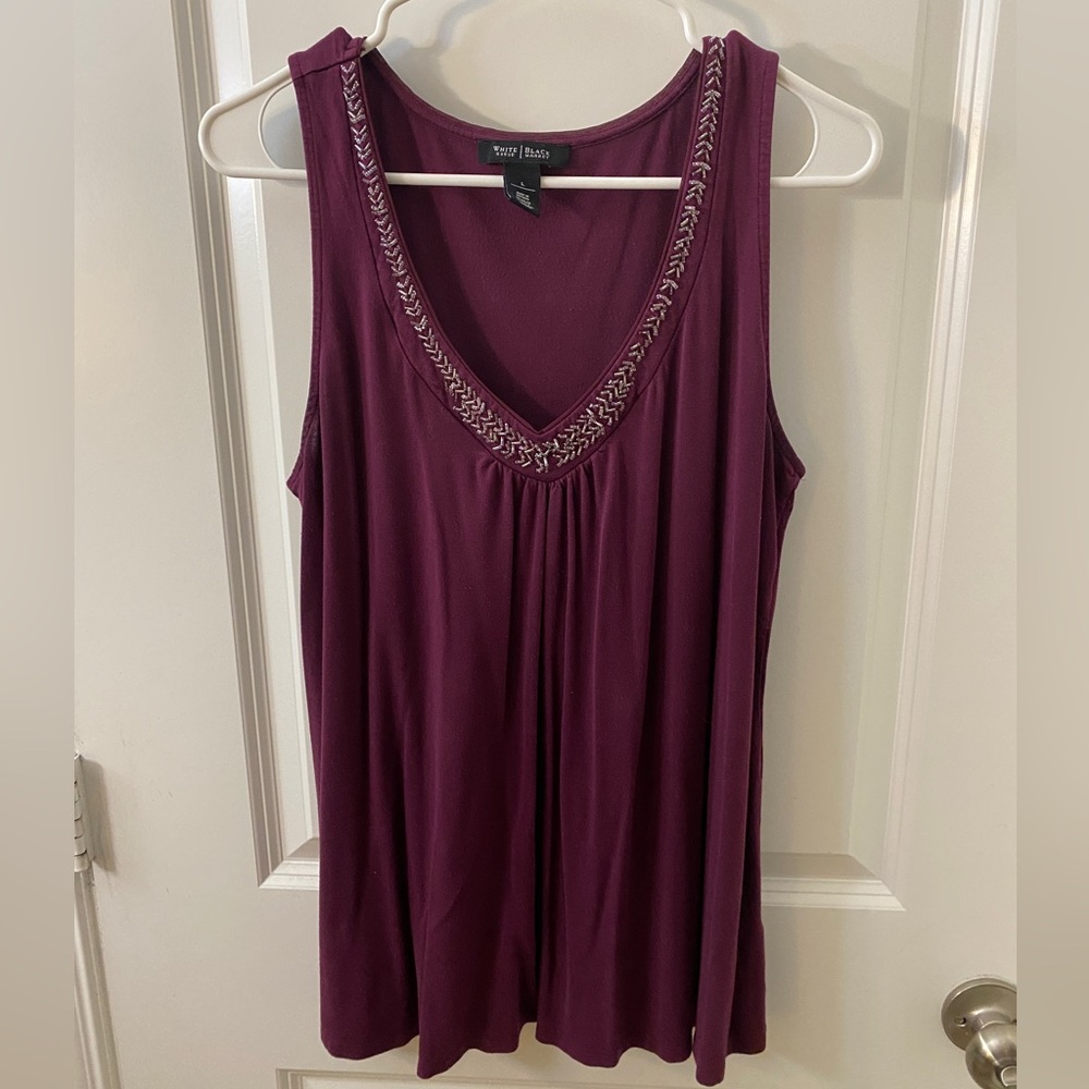 WHBM, Large, Purple, dressy tank top with sparkly trim